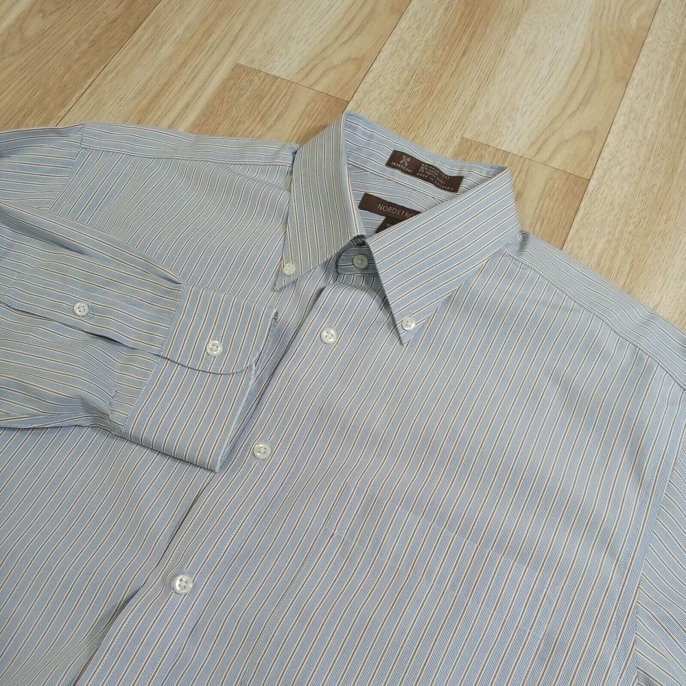 Nordstrom Dress Shirt Mens 15.5/33 Long Sleeve Cotton Button Down Wrinkle Free